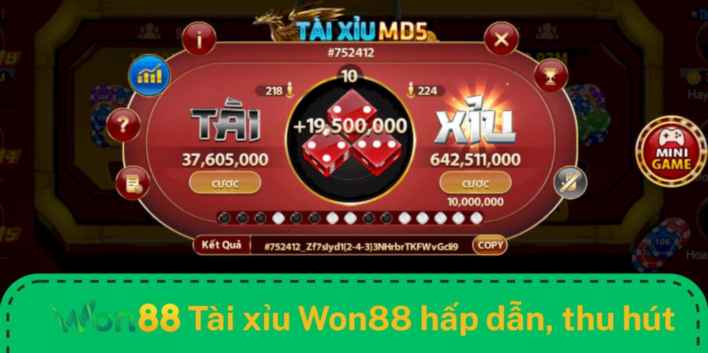 Tài xỉu Won88 hấp dẫn đang thu hút người chơi